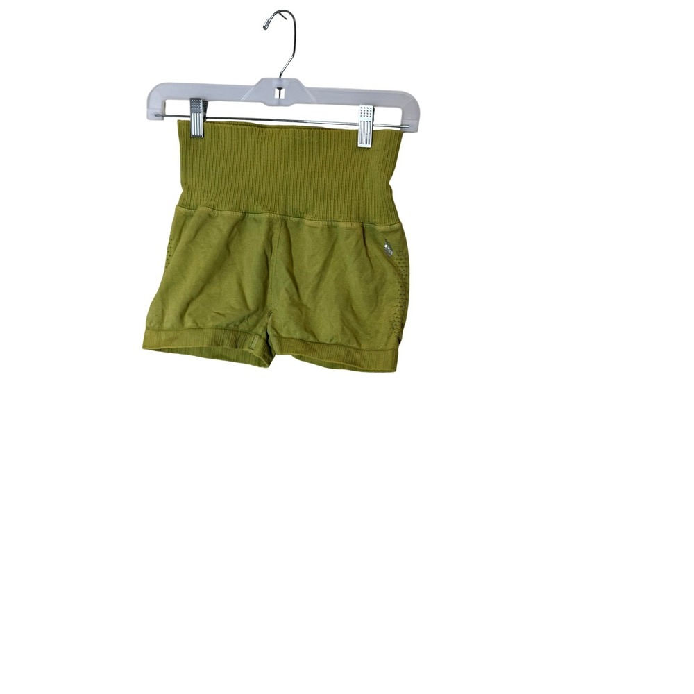 FP Movement Shorts Womens Medium Green High Rise Knit Yoga Athletic Lounge